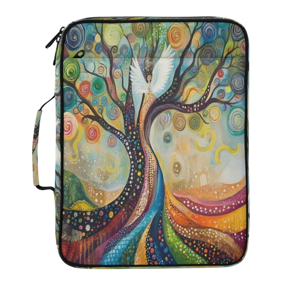 Wobogo Accordion File Folder with Zipper Expanding File Organizer 7 Pockets A4 Binder Case Nylon,Tree Of Angels