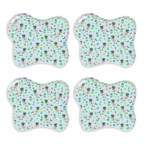 Wobogo Acrylic Coasters with Silicone Non Slip Pads Blue Fun Dinosaur ...