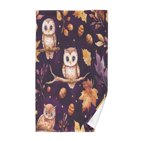 Wobogo Adorable Baby Owls and Acorns Pattern Face Towel Soft Breathable Cotton Towel Set for Bathroom Kitchen Hotel Spa Gift Decor