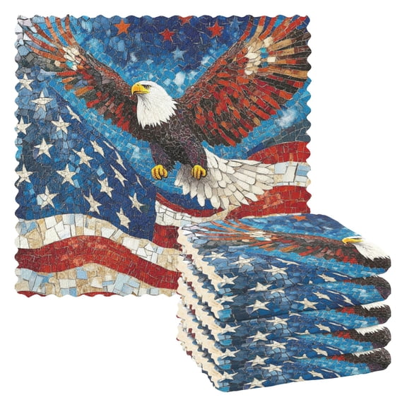 Wobogo American Flag Bald Eagle Kitchen Towels 6pcs Ultra Soft Highly Absorbent Quick Drying Dish Cloths 1111inch