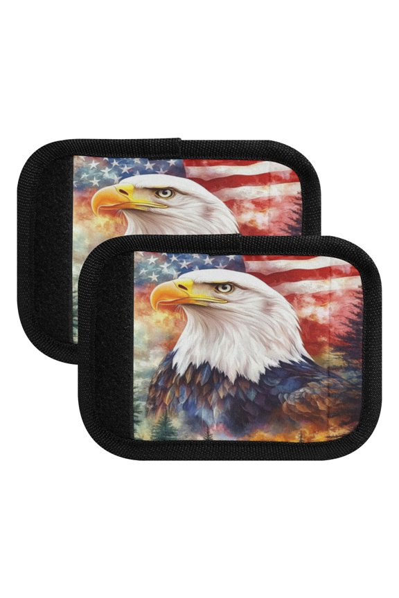 American Flag Eagle Tree Luggage Handle Wrap 2Pcs Suitcase Identifier Travel Accessories Affordable Durable Concealed Tag For Airport Leaf