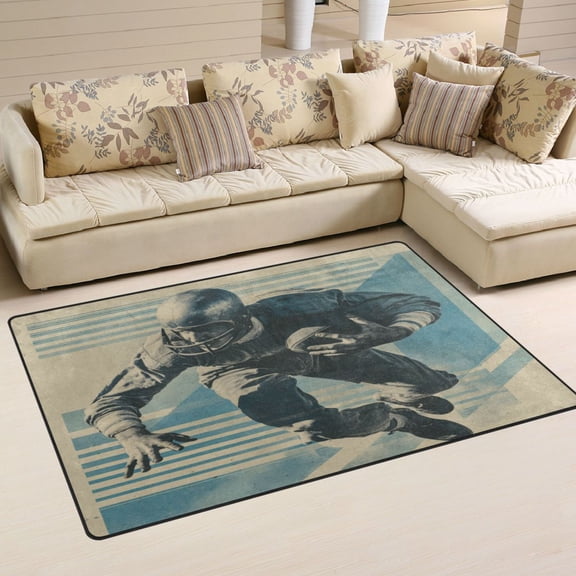 Wobogo American Football Player Carpet Non-Slip Rugs Soft Doormat 60×39in Living Dining Room Bedroom Decorative