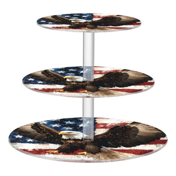 Wobogo American Patriotic Faith 3 Tier Acrylic Cake Stand with Clear Round Hold for Wedding Holiday Birthday Baby Shower Tea Party