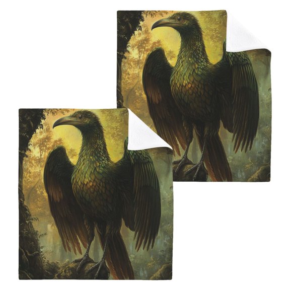 Wobogo Ancient Giant Eagle Square Cotton Towel Set of 2 Soft and Skin-friendly with Good Absorbency 12×12in
