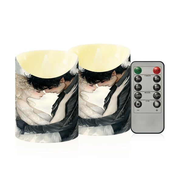 Wobogo Angel Devil Flameless Candles with Remote Battery Operated Flickering LED Candles with Timer 2/4/6/8H Small Size