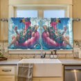 thumbnail image 1 of Wobogo Anime Flamingo Kitchen Curtains 2 Piece Set Symmetrical Design Light Filtering Small Window Drapes Suitable for Bathroom Laundry Room and RV 57x36in, 1 of 9