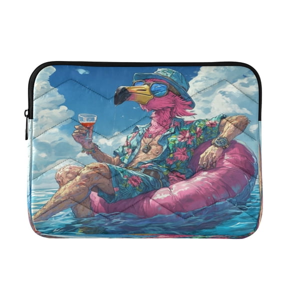 Wobogo Anime Flamingo Laptop Sleeve 13.4 inch Lightweight Zipper Design Soft Padded Protection Against Scratches and Impacts