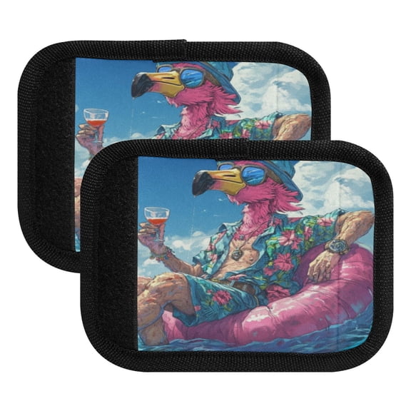 Wobogo Anime Flamingo Luggage Handle Wrap 2Pcs Suitcase Identifier Travel Accessories Affordable Durable Concealed Tag For Airport Leaf