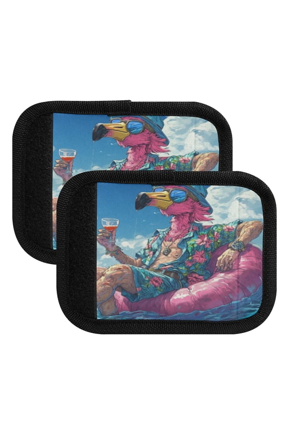 Anime Flamingo Luggage Handle Wrap 2Pcs Suitcase Identifier Travel Accessories Affordable Durable Concealed Tag For Airport Leaf