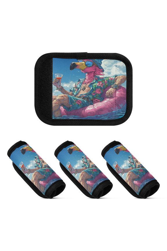 Anime Flamingo Luggage Handle Wrap 4Pcs Suitcase Identifier Travel Accessories Affordable Durable Concealed Tag For Airport Leaf