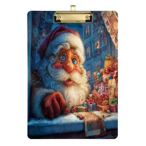 Wobogo Anime Santa Claus Acrylic Writing Pad Gold Clip Stardard Size A4 Office Decorative for Students Workers 12.5×9in