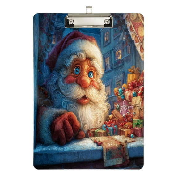 Wobogo Anime Santa Claus Acrylic Writing Pad Silver Clip Stardard Size A4 Office Decorative for Students Workers 12.5×9in