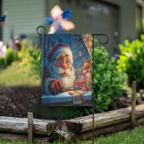Wobogo Anime Santa Claus Garden Flag 12×18 Inch Double Sided For Outdoor Yard Decoration