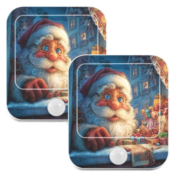 Wobogo Anime Santa Claus Night Light Lamp Set of 2 with Smart Sensor Dusk to Dawn Sensor 0.6W Plug-in