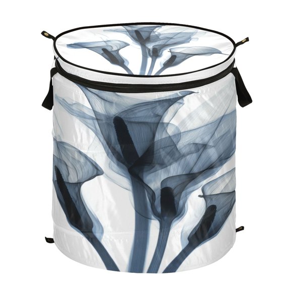 Wobogo Arum Lilies Foldable Laundry Baskets with Carry Handle Zipper Closure Travel Bathroom College Dorm Essentials