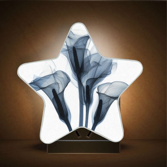 Wobogo Arum Lilies LED Star Night Light 0.2 Watt Wall Plug Dusk to Dawn Auto Switch Adjustable Brightness Soft White Light