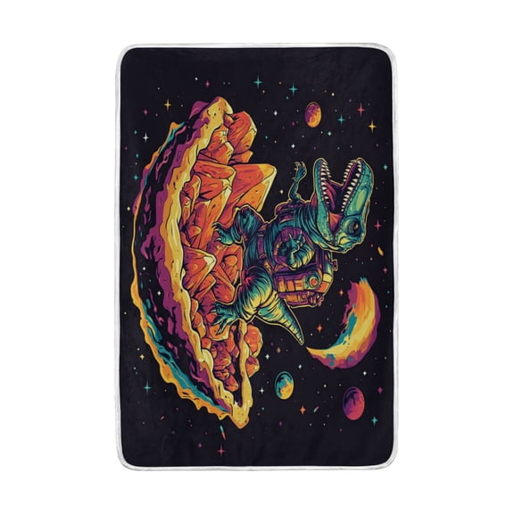 Wobogo Astronaut Tyrannosaurus Rex Flannel Fleece Bed Blanket as Bedspread Coverlet Sofa Blankets (90x60in) Soft Lightweight Warm and Cozy