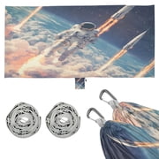 Wobogo Astronauts Fly Into Space Camping Hammocks 330 lb Capacity with Tree Straps and Hanging Pockets for Outside Hiking Beach Backpack Travel