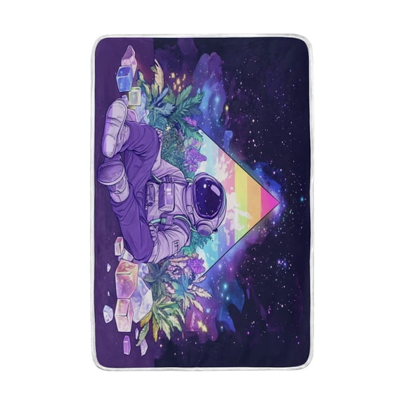 Wobogo Astronauts Sitting in The Universe Garden Flannel Fleece Bed Blanket as Bedspread Coverlet Sofa Blankets (90x60in) Soft Lightweight Warm and Cozy