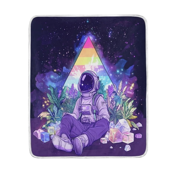 Wobogo Astronauts Sitting in The Universe Garden Flannel Fleece Bed Blanket as Bedspread Coverlet Sofa blankets (50x60in) Soft Lightweight Warm and Cozy