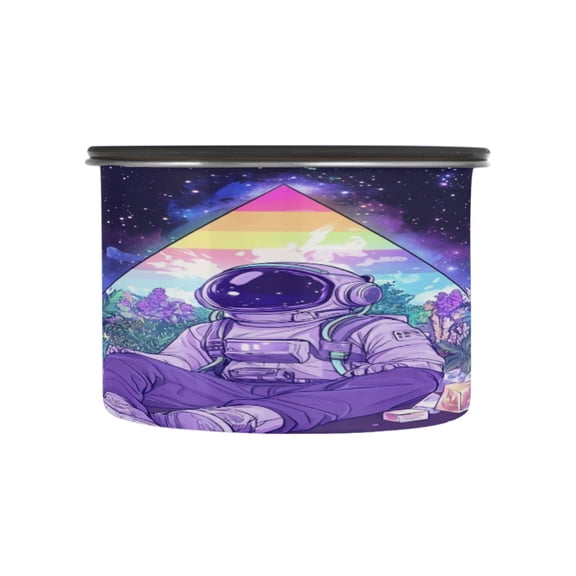 Wobogo Astronauts Sitting in The Universe Garden Food Storage Jars 304 Food Grade Stainless Steel Canisters With Vacuum Airtight Lids for Coffee Snacks Nuts Cereal 500ML