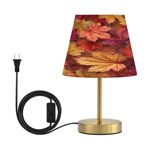Wobogo Autumn Maple Leaves Table Lamps Three-channel Adjustable Lighted Antique Brass Metal Base Simple Modern Style for Bedroom Nightstands Living Room and Office