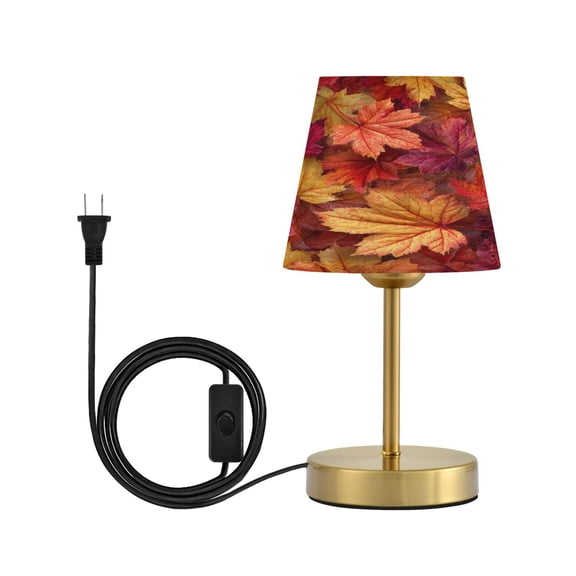 Wobogo Autumn Maple Leaves Table Lamps Three-channel Adjustable Lighted Antique Brass Metal Base Simple Modern Style for Bedroom Nightstands Living Room and Office