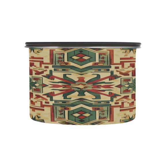 Wobogo Aztec Patterns Food Storage Jars 304 Food Grade Stainless Steel Canisters With Vacuum Airtight Lids for Coffee Snacks Nuts Cereal 500ML