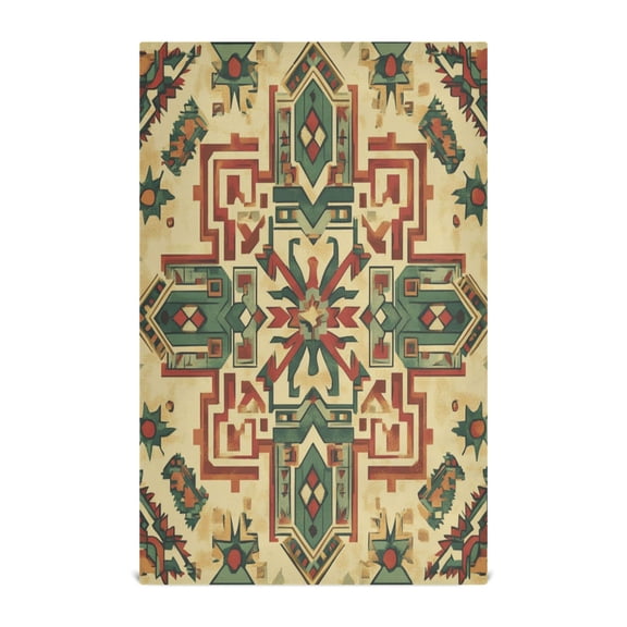Wobogo Aztec Patterns Kitchen Towel 1 Piece Large Cotton Dishcloth Premium Absorbency Set with Hanging Loop
