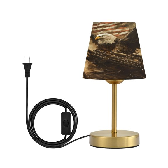 Wobogo Bald Eagle Cannon Table Lamps Three-channel Adjustable Lighted Antique Brass Metal Base Simple Modern Style for Bedroom Nightstands Living Room and Office