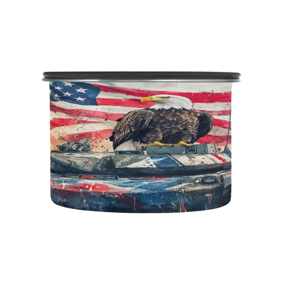 Wobogo Bald Eagle Tank Food Storage Jars 304 Food Grade Stainless Steel Canisters With Vacuum Airtight Lids for Coffee Snacks Nuts Cereal 500ML