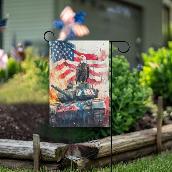 Wobogo Bald Eagle Tank Garden Flag 12×18 Inch Double Sided For Outdoor Yard Decoration