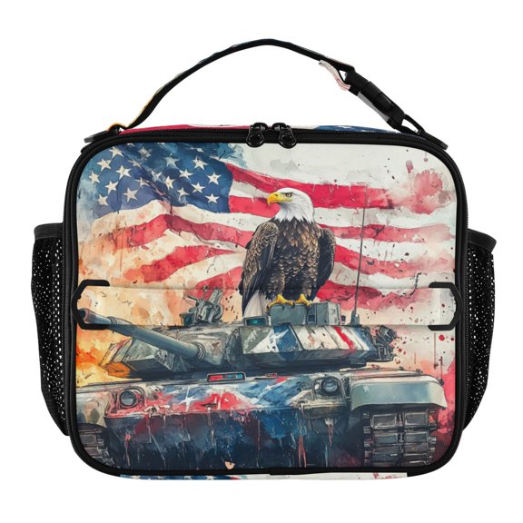 Wobogo Bald Eagle Tank Lunch Bag Insulated Portable Cooler Tote Bag for for Adults Kids Work Office School Picnic Beach