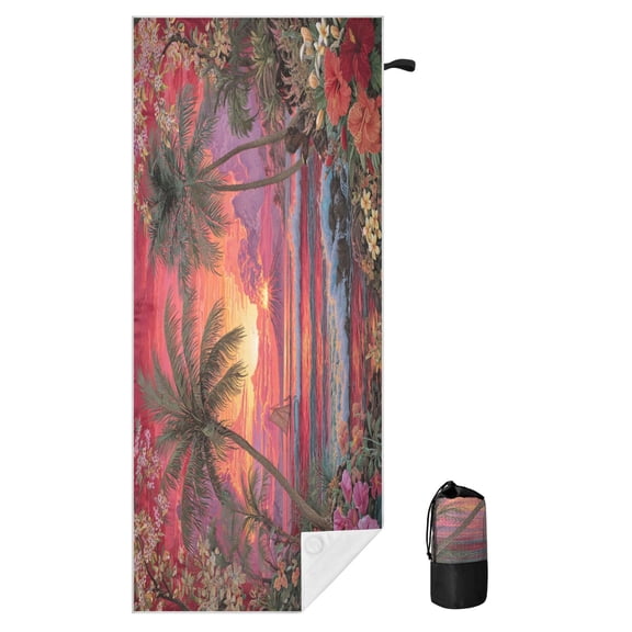 Wobogo Sand Free Beach Towel Volcanic Island Quick Dry Waffle Towel with Magnet Corners Travel Pool Camping