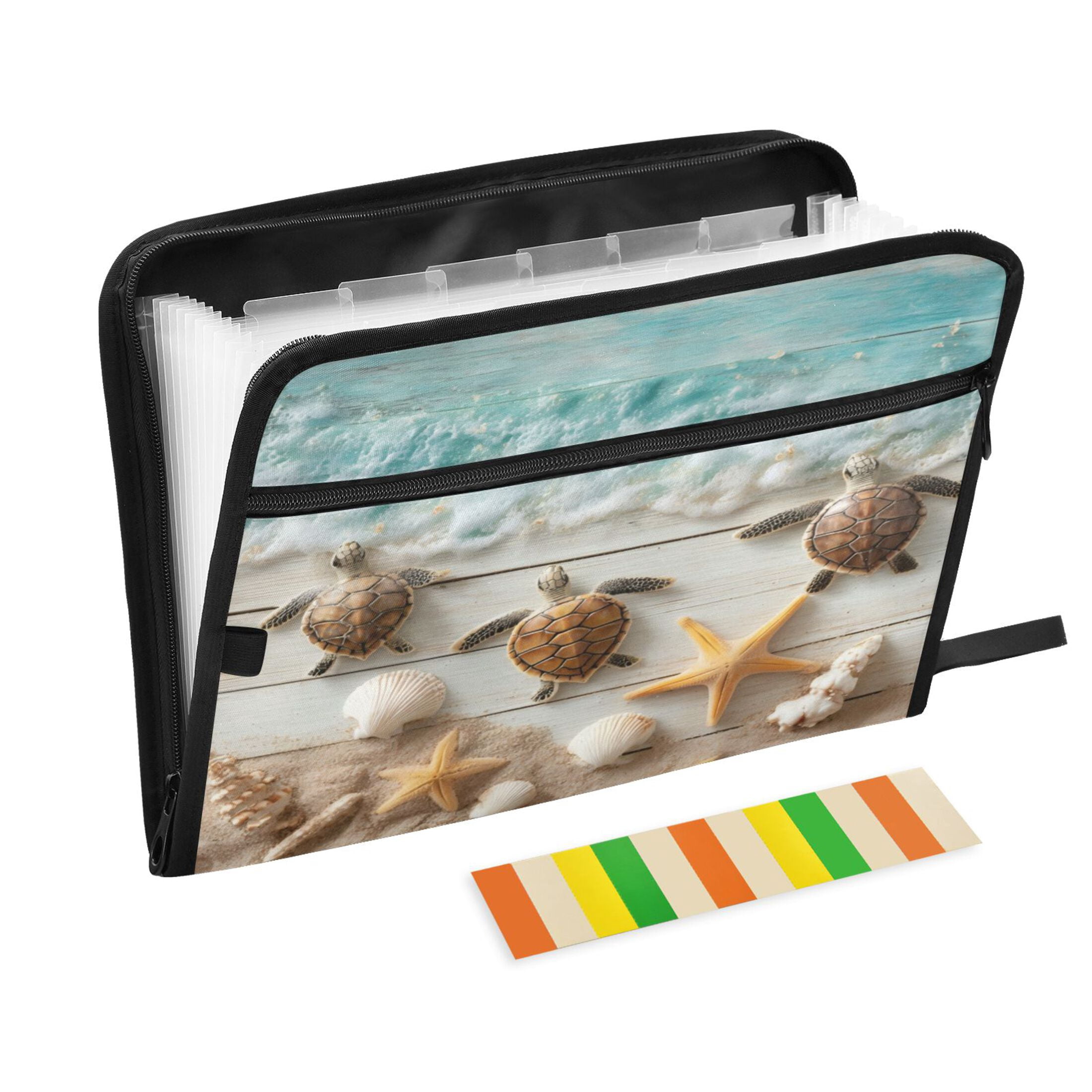 Wobogo Beach Turtle Expanding File Folder Letter Size Accordion Filing ...