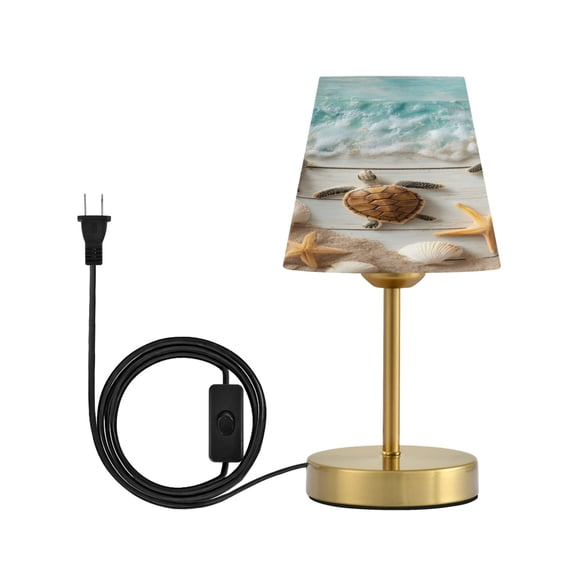 Wobogo Beach Turtle Table Lamps Three-channel Adjustable Lighted Antique Brass Metal Base Simple Modern Style for Bedroom Nightstands Living Room and Office