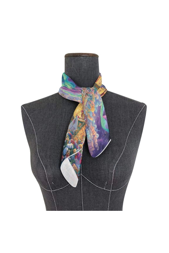 Wobogo Beautiful Christmas Scene Square Scarf 23.62 x 23.62 In Lightweight Polyester Silk-Feel Neck Scarf for Women Fashion Head Scarf Hair Wrap Bandana