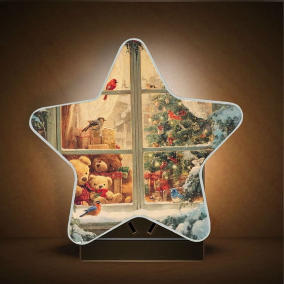 Wobogo Beautiful Christmas Window LED Star Night Light 0.2 Watt Wall Plug Dusk to Dawn Auto Switch Adjustable Brightness Soft White Light
