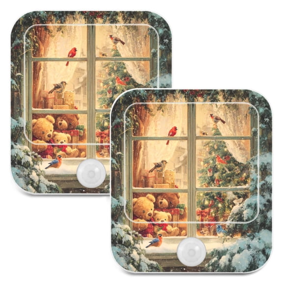 Wobogo Beautiful Christmas Window Night Light Lamp Set of 2 with Smart Sensor Dusk to Dawn Sensor 0.6W Plug-in