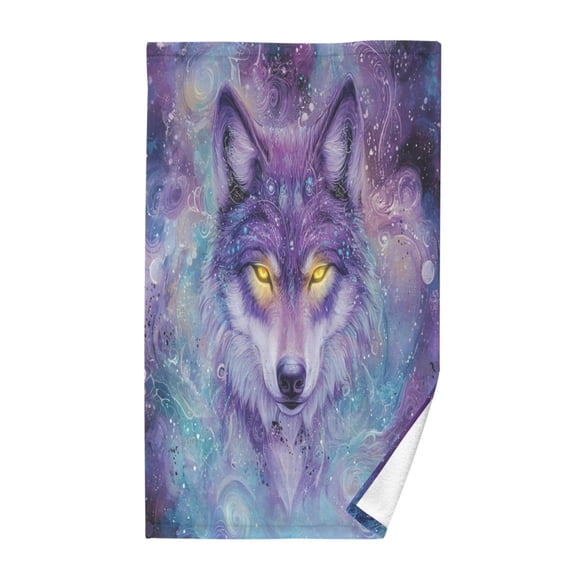 Wobogo Beautiful Fantasy Wolf Face Towel Soft Breathable Cotton Towel Set for Bathroom Kitchen Hotel Spa Gift Decor