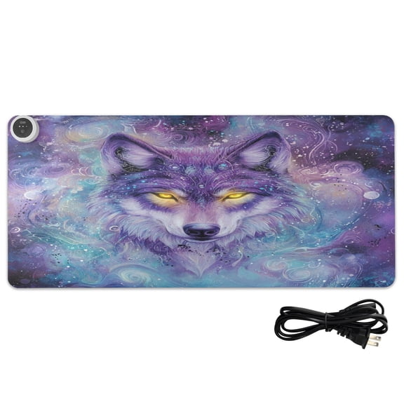 Wobogo Beautiful Fantasy Wolf Heated Mouse Pad With 3 Heating Levels and 3-hour Auto Shut-Off Protection Ideal for Computer Keyboards Home Office Hand-warming Essential