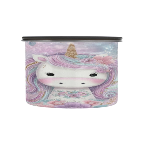 Wobogo Beautiful Unicorn Food Storage Jars 304 Food Grade Stainless Steel Canisters With Vacuum Airtight Lids for Coffee Snacks Nuts Cereal 500ML