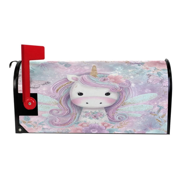 Wobogo Beautiful Unicorn Mailbox Cover Magnetic for Garden Yard Home Decor Standard Size 25.4×20.78in