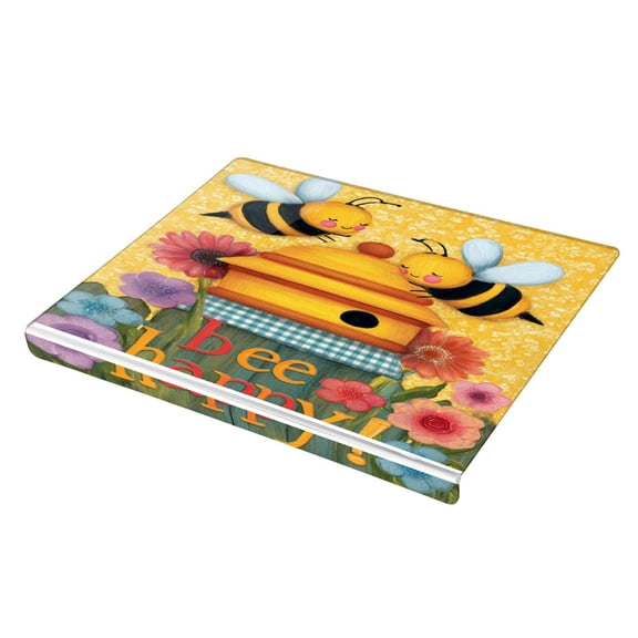 Wobogo Bee Happy Acrylic Cutting Board with Counter Lip 16.5"x13.4 Perfect for Bread Meat Veggies & More Great Kitchen Essential Gadgets & Decor