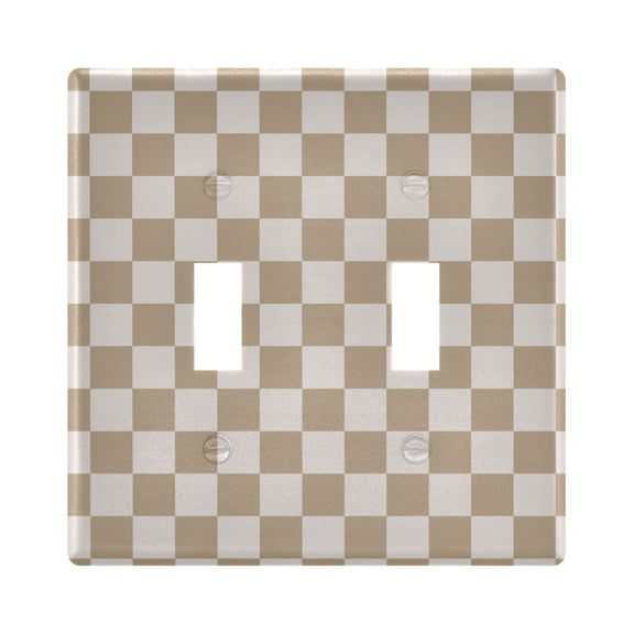 Wobogo Beige Checkered Switch Plates PC Flame Retardant Plastic Material Glossy Finish Smooth Touch 4.56x4.48x0.27in