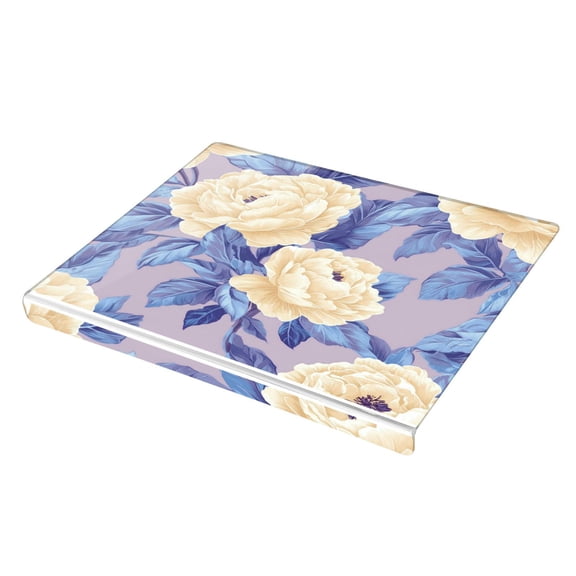 Wobogo Beige Peony Acrylic Cutting Board with Counter Lip 16.5"x13.4 Perfect for Bread Meat Veggies & More Great Kitchen Essential Gadgets & Decor