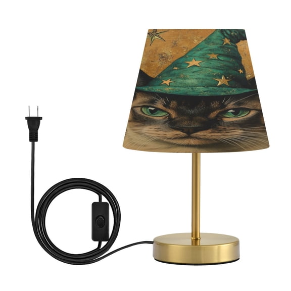 Wobogo Bengal Cat Table Lamps Three-channel Adjustable Lighted Antique Brass Metal Base Simple Modern Style for Bedroom Nightstands Living Room and Office