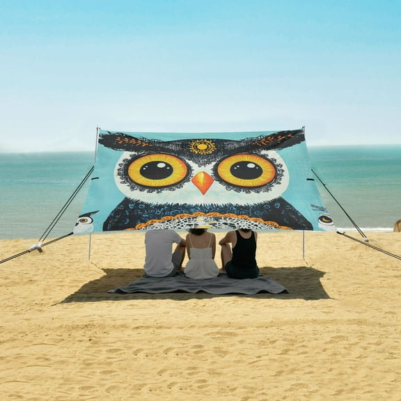 Wobogo Big Head Owl Beach Tent Camping Sun Shelter 110 x 125in UPF50+ Outdoor Shade for Trips Fishing Picnics