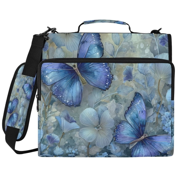 Wobogo Binder Bag 3 Ring Binder Organizer Laptop Compartment Waterproof File Folder Case Large Capacity,Butterfly Floral