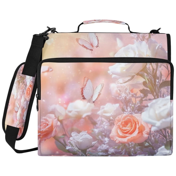 Wobogo Binder Bag 3 Ring Binder Organizer Laptop Compartment Waterproof File Folder Case Large Capacity,Butterfly Gardens